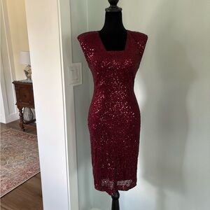 Eliza J Wine Sequin Midi Dress